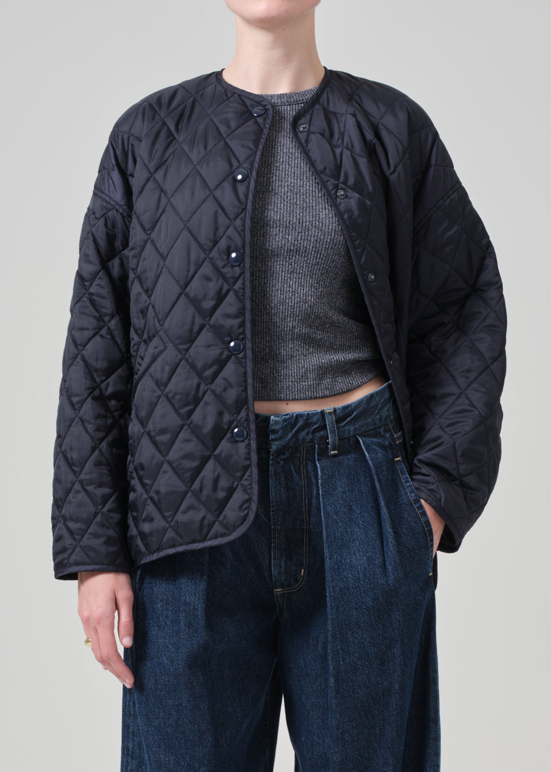 Huntleigh Quilted Coat in Ink front