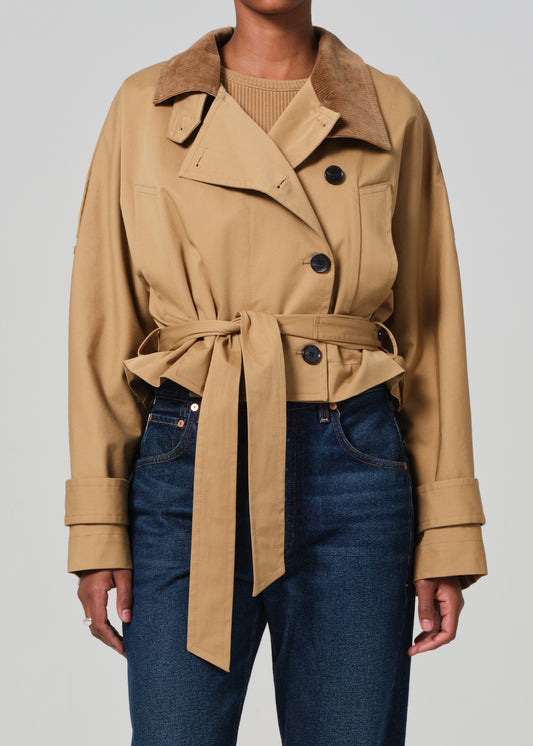 Kiernen Cropped Barn Jacket in British Tan front