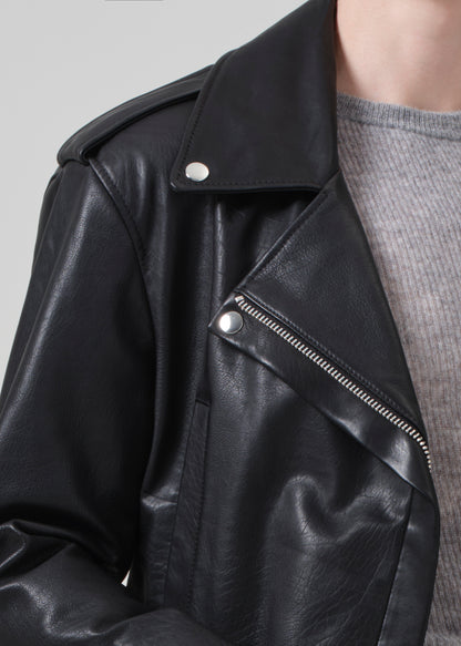 Kindra Cropped Moto Jacket in Black detail