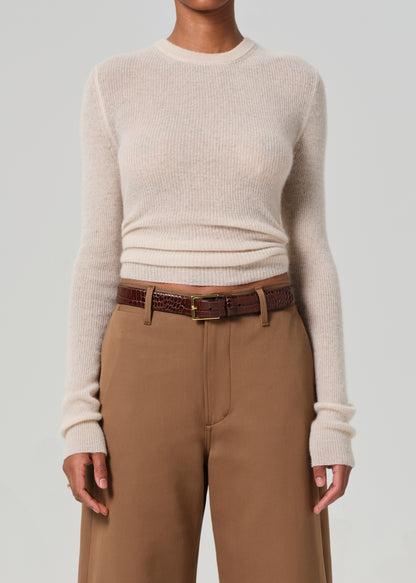 Alessia Crewneck Sweater in Cream front