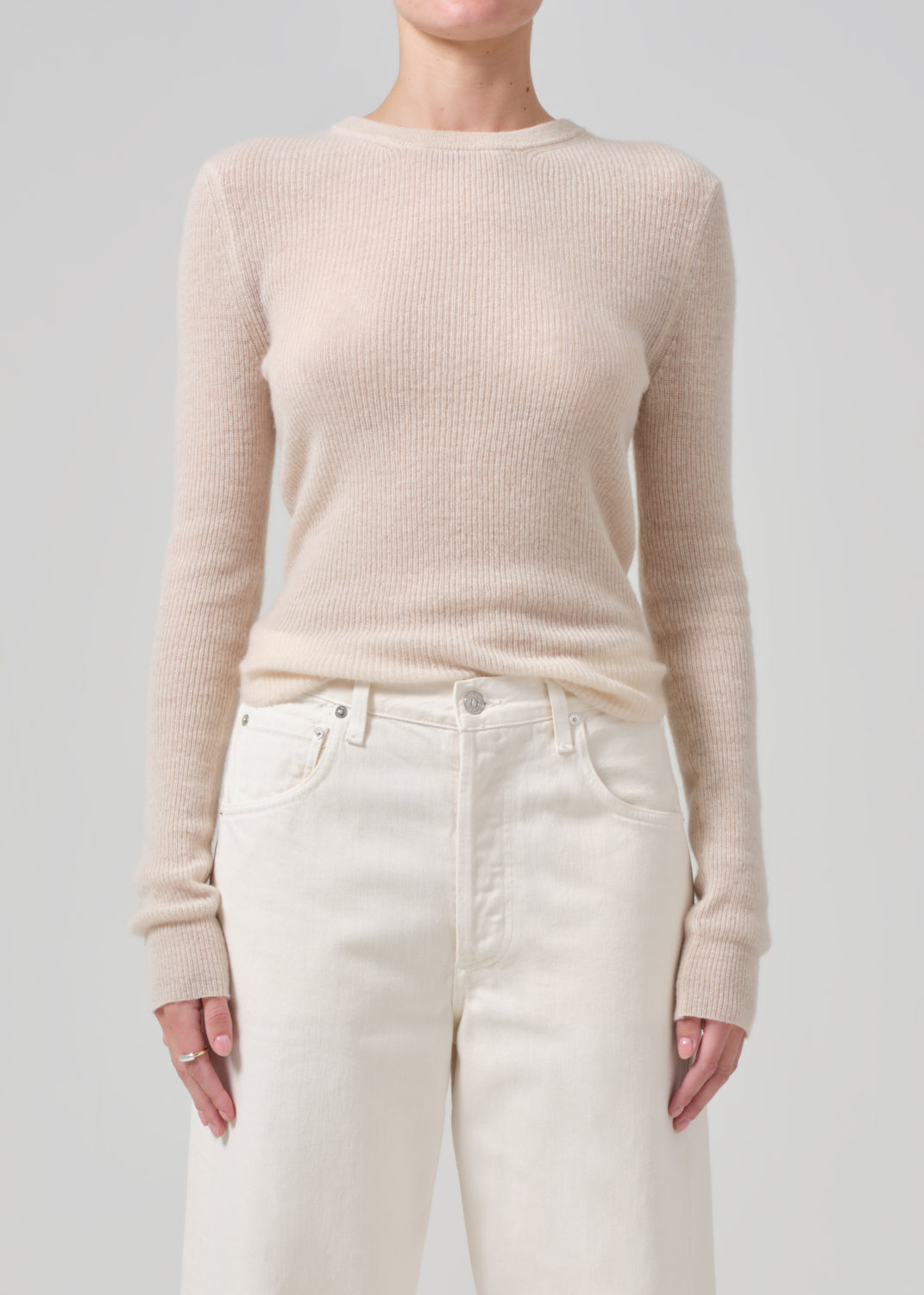 Alessia Crewneck Sweater in Cream front