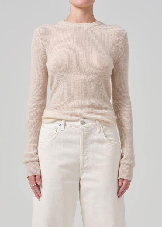 Alessia Crewneck Sweater in Cream front