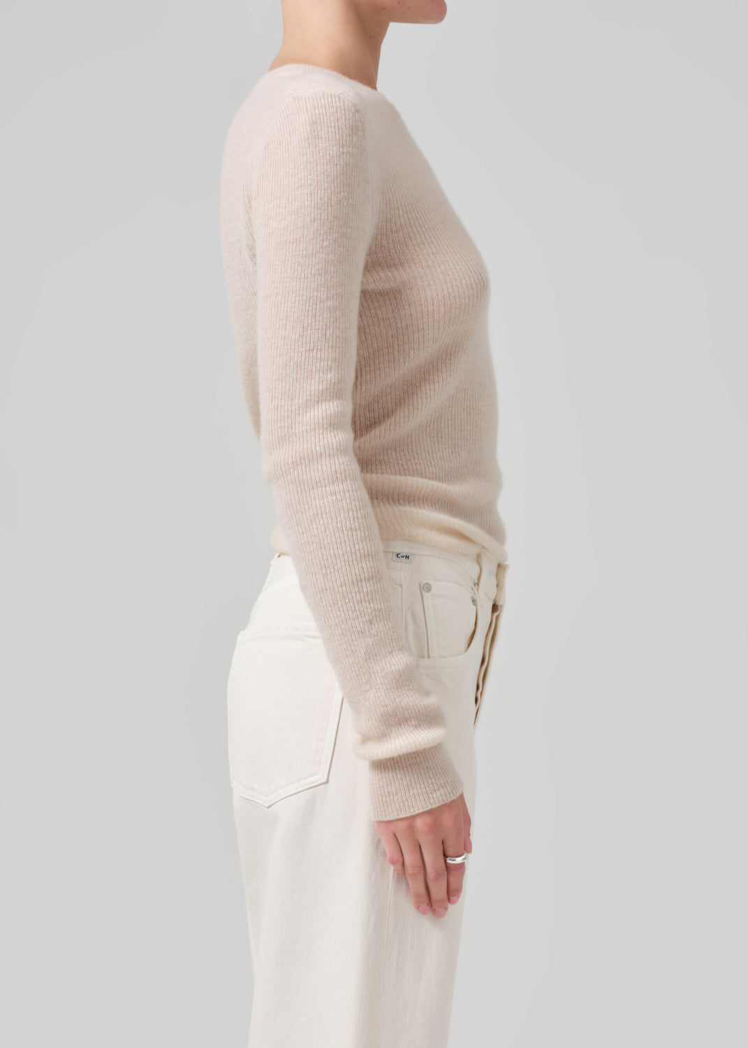 Alessia Crewneck Sweater in Cream side