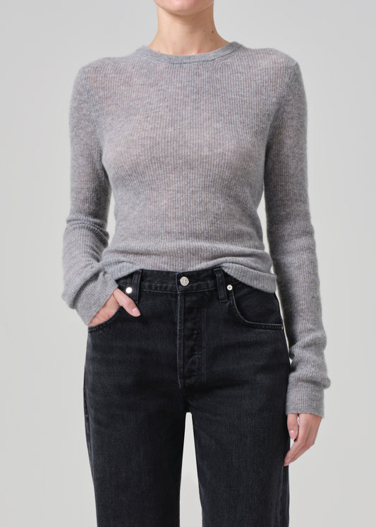 Alessia Crewneck Sweater in Dark Heather Grey front