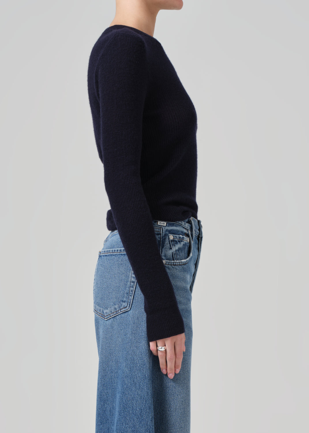 Alessia Crewneck Sweater in Navy side