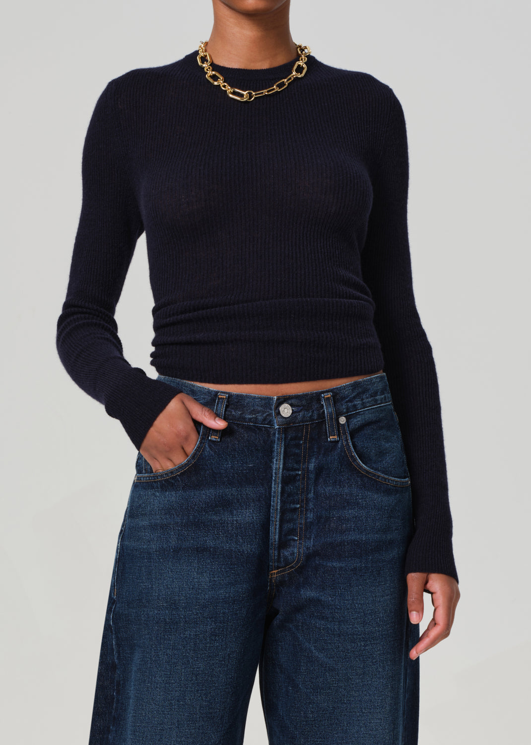 Alessia Crewneck Sweater in Navy front