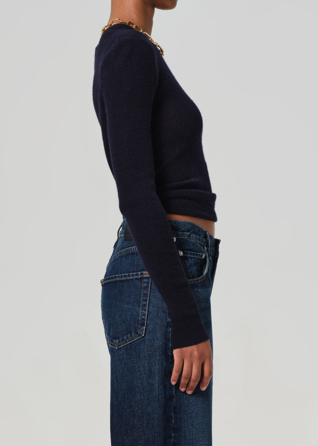 Alessia Crewneck Sweater in Navy side