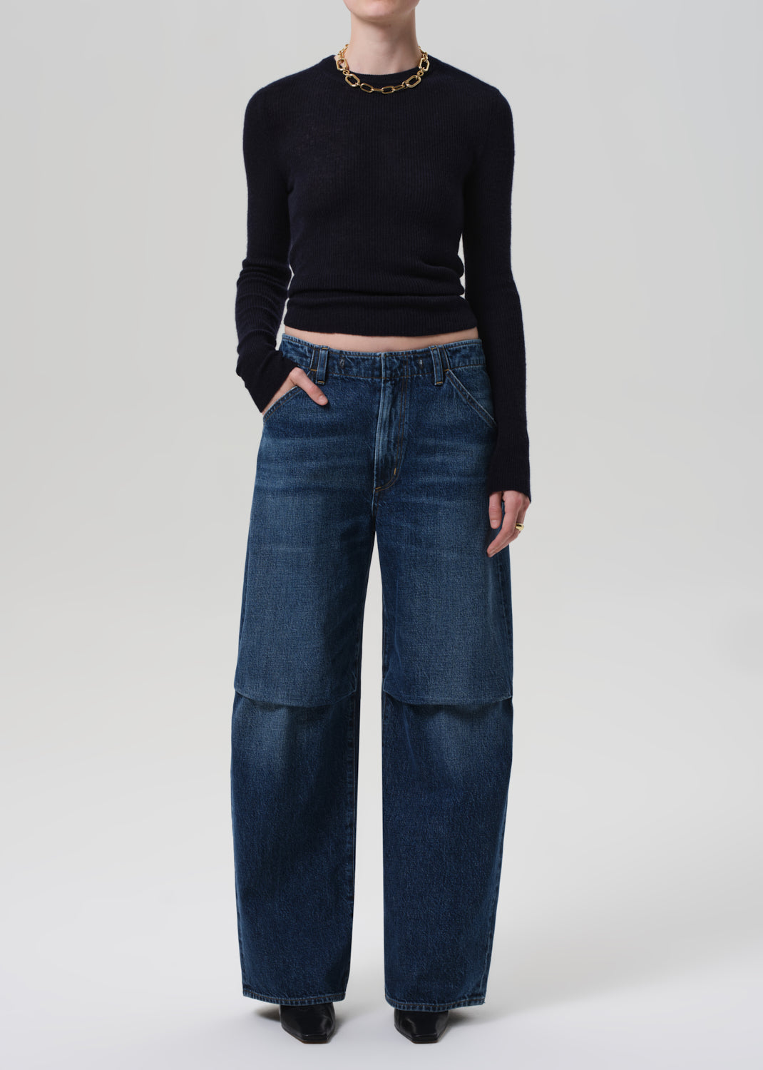 Alessia Crewneck Sweater in Navy front