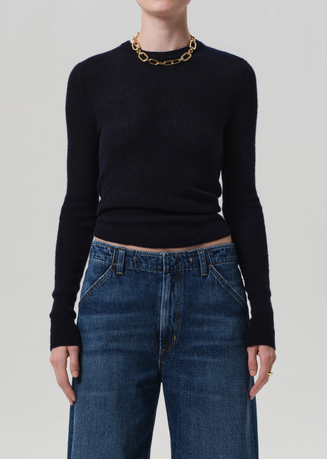 Alessia Crewneck Sweater in Navy front