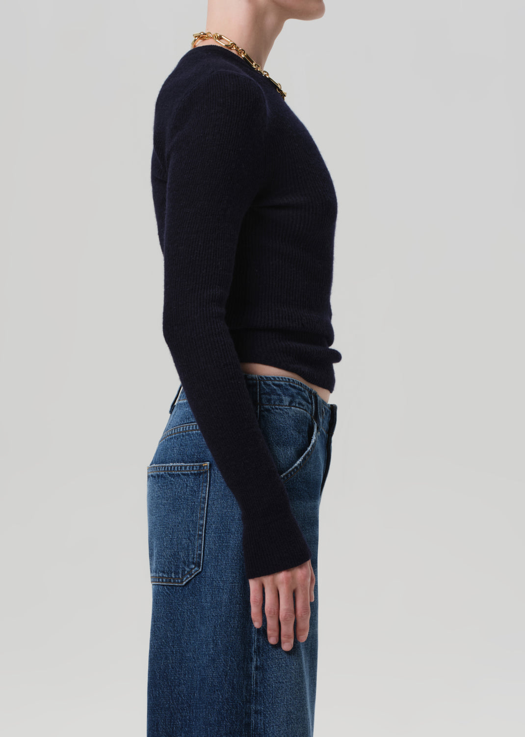 Alessia Crewneck Sweater in Navy side