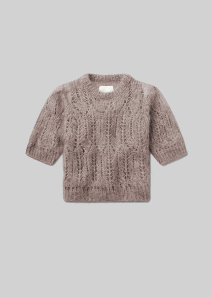 Odette Puff Sleeve Sweater in Mushroom flat