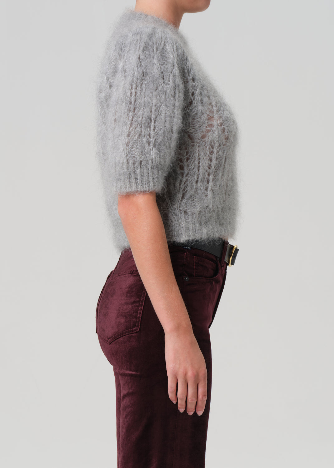 Odette Puff Sleeve Sweater in Heather Grey