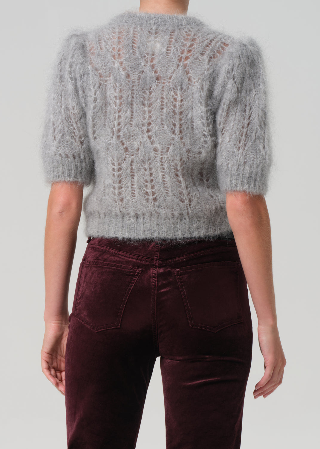 Odette Puff Sleeve Sweater in Heather Grey