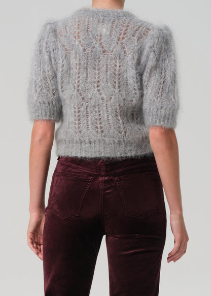 Odette Puff Sleeve Sweater in Heather Grey