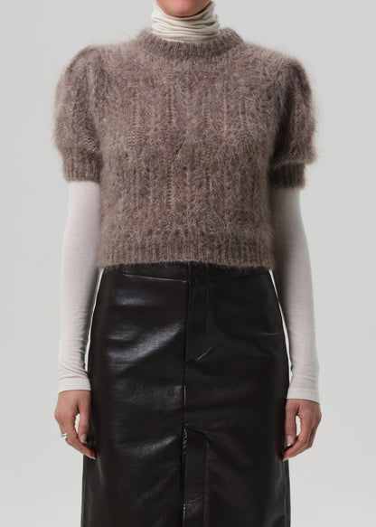 Odette Puff Sleeve Sweater in Mushroom