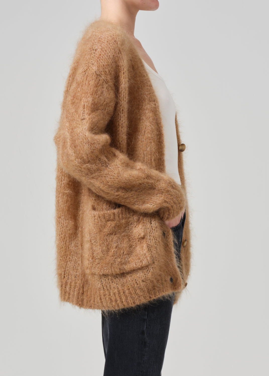 Padma Cable Cardigan in Golden Hour side