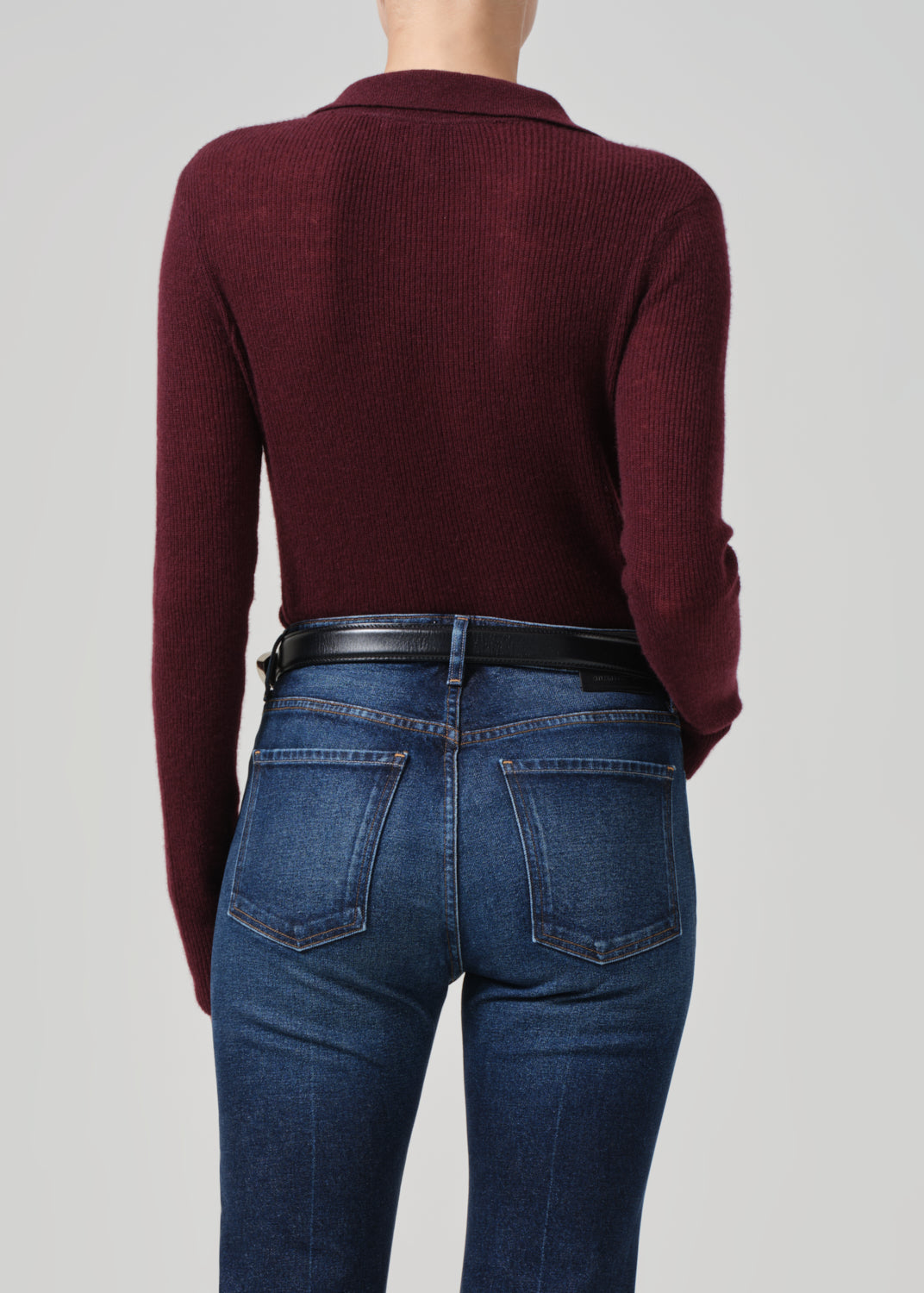 Simone Polo Sweater in Burgundy back