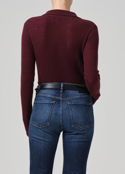 Simone Polo Sweater in Burgundy back