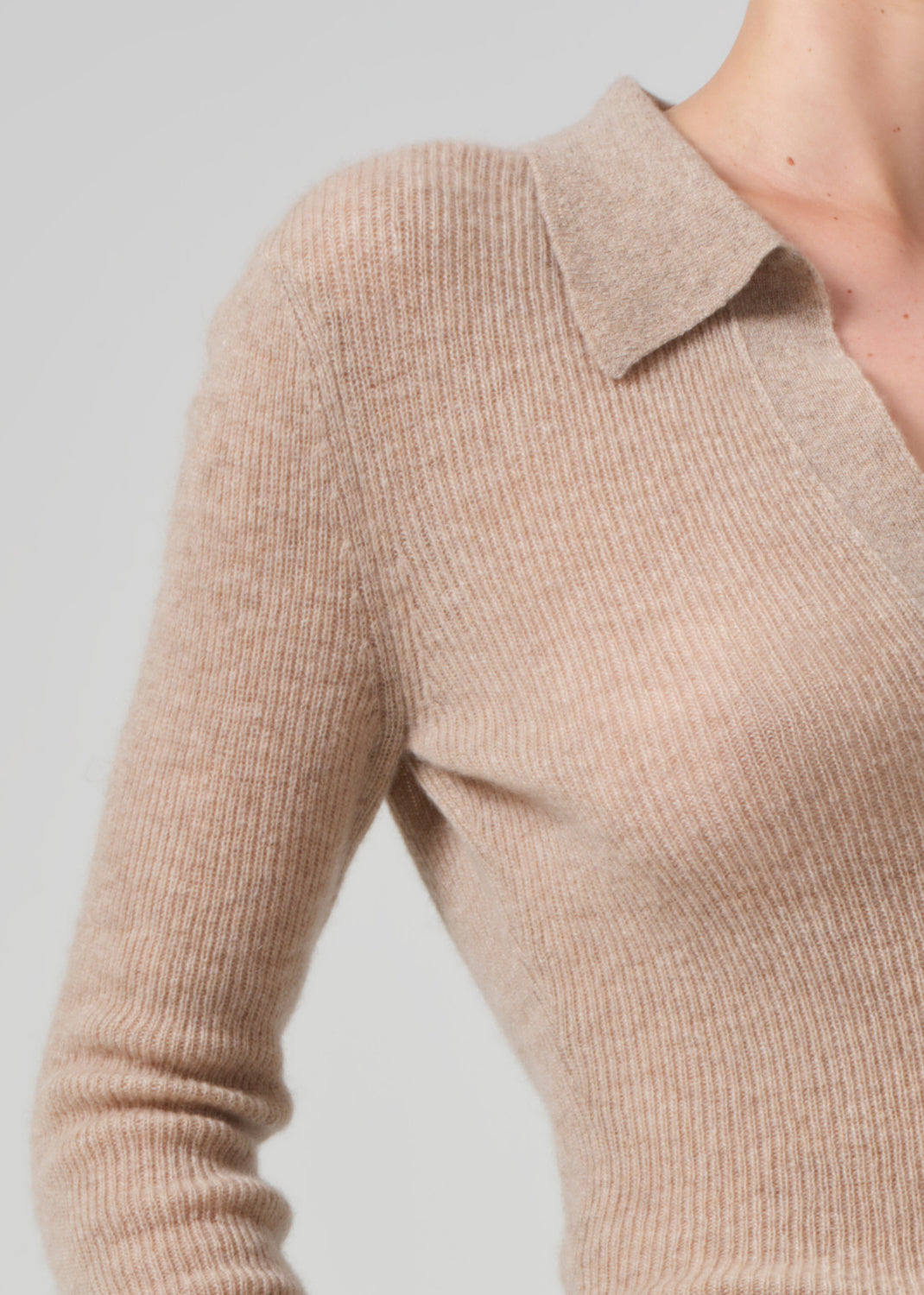 Simone Polo Sweater in Fawn detail