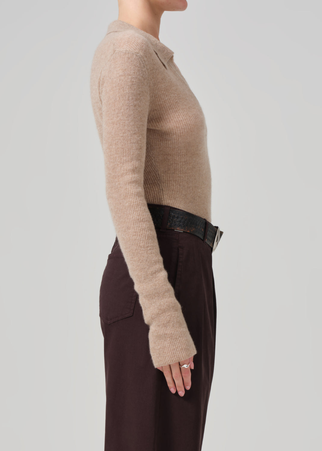 Simone Polo Sweater in Fawn side