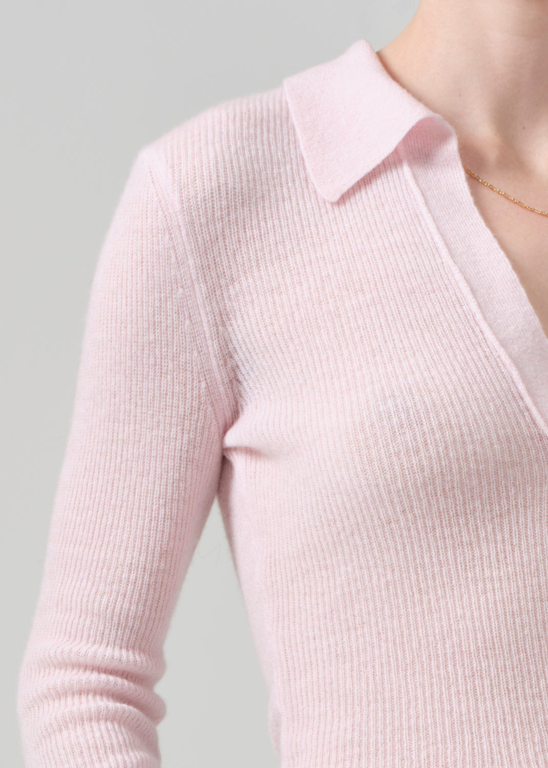 Simone Polo Sweater in Slipper Pink detail