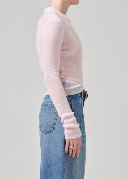 Simone Polo Sweater in Slipper Pink side