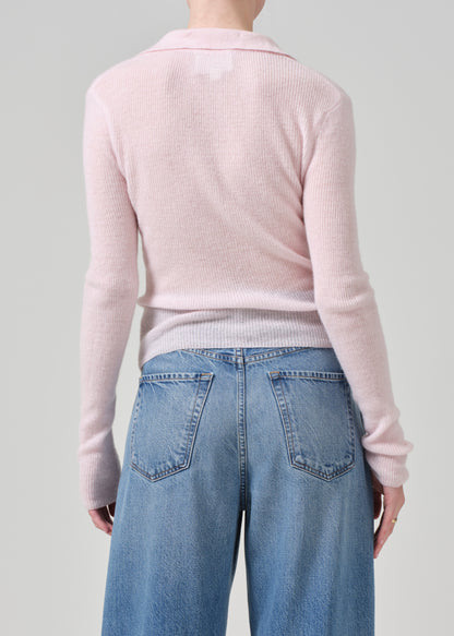 Simone Polo Sweater in Slipper Pink back