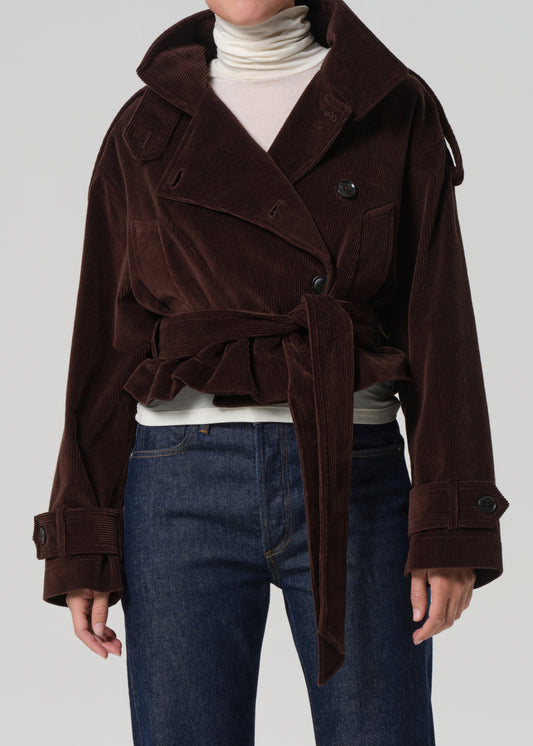 Short Favi Trench Corduroy in Manuka