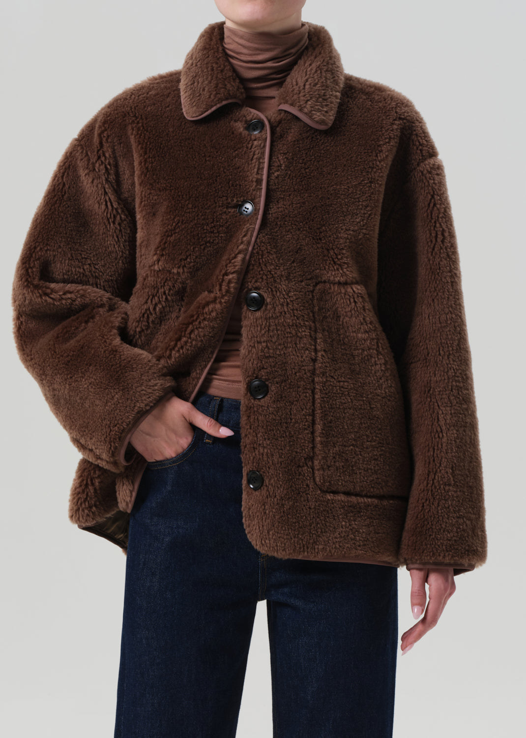 Astrid Sherpa Jacket in Warm Tan
