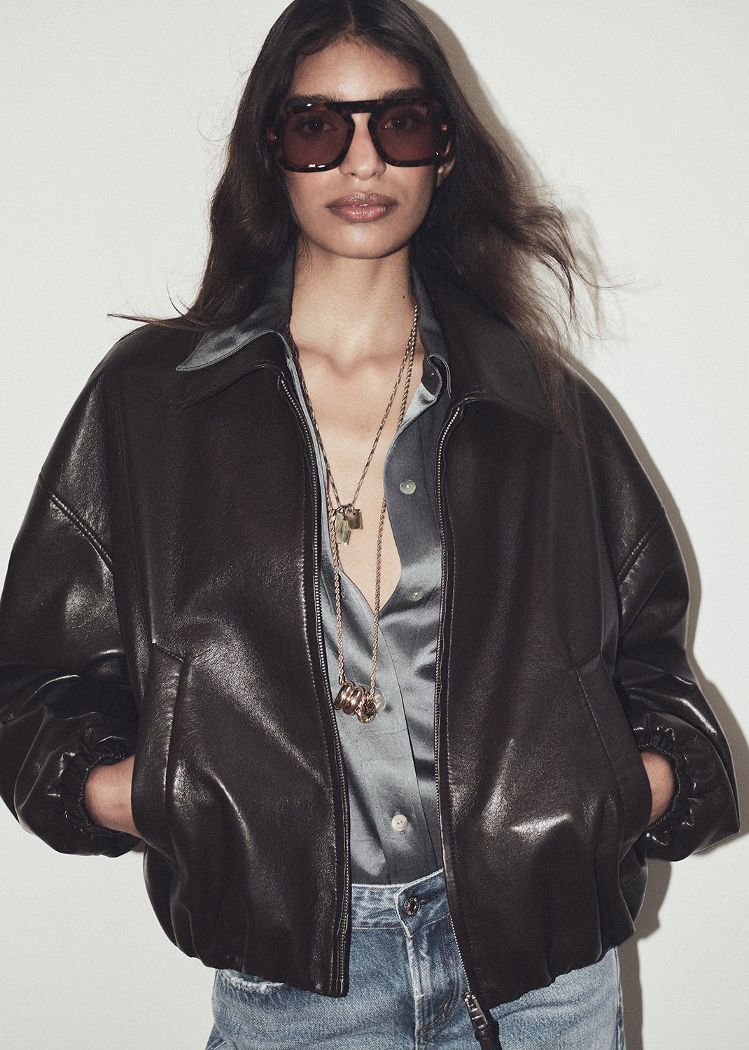 Bubble Hem Bomber Jacket in Chocolate Dark Brown – Citizens of