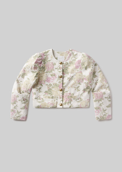 Anita Puff Sleeve Jacket in English Rose flat