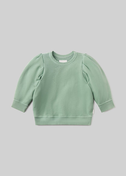 Pleated Short Sleeve Crew in Cadet flat