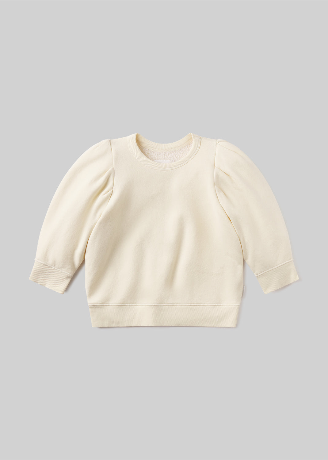 Pleated Short Sleeve Crew in Cream flat