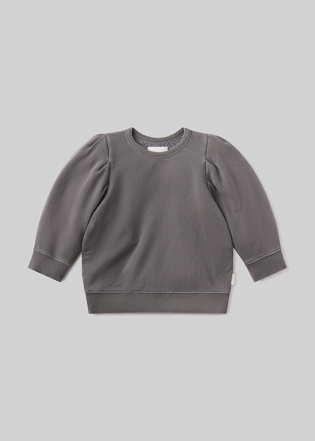 Pleated Short Sleeve Crew in Dark Grey flat