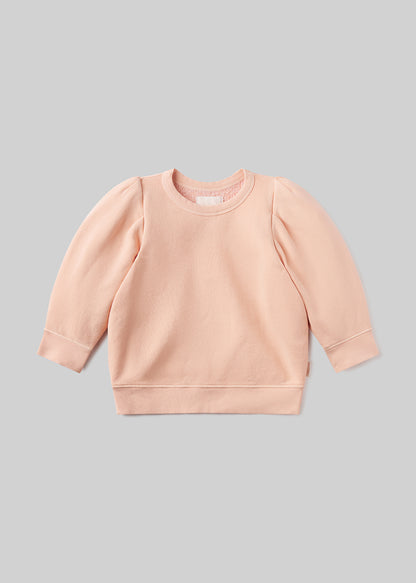 Pleated Short Sleeve Crewneck in Melon Creme