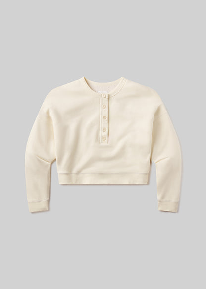 Rhomboid Henley in Cream flat
