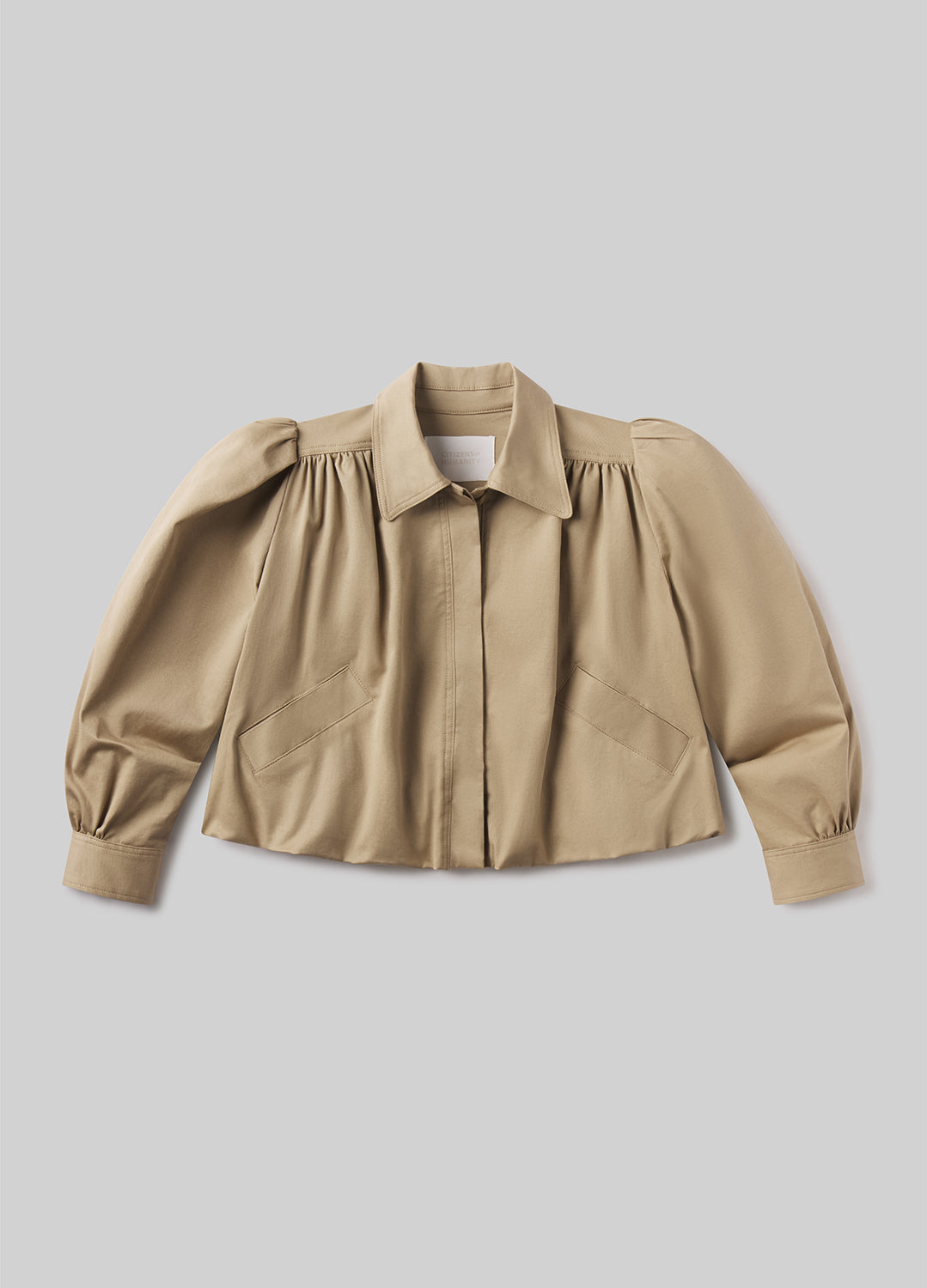 Everly Shirred Crop Jacket in Catalina flat