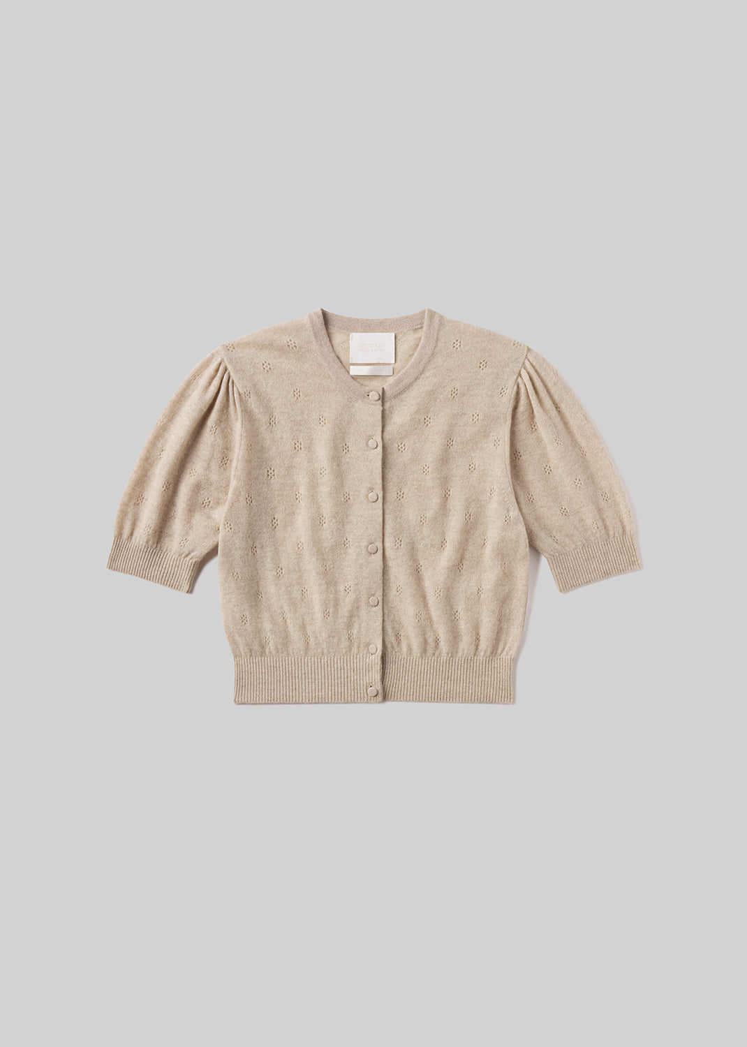 Raina Pointelle Cardigan in Oatmeal flat