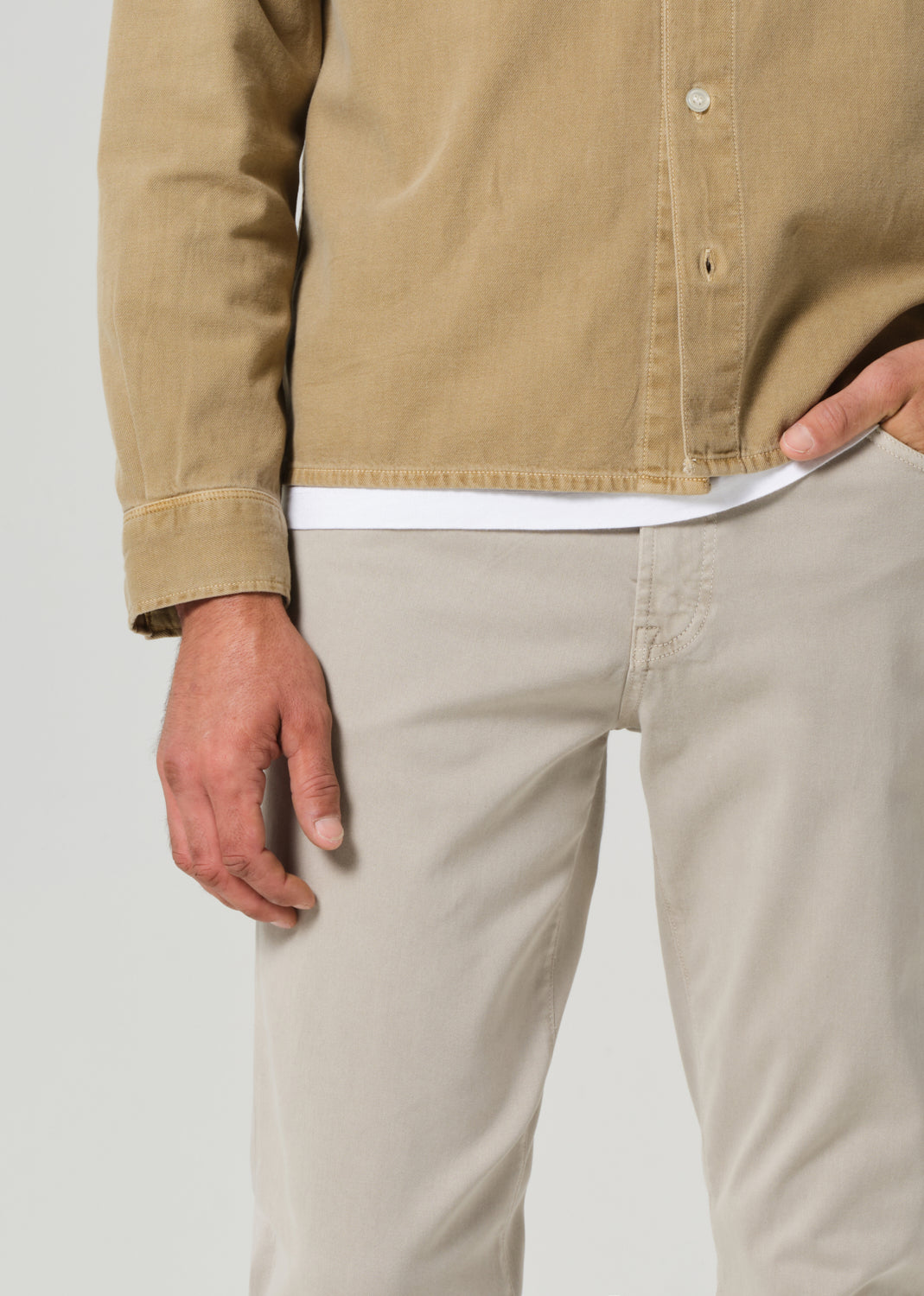 London Slim Taper Stretch Sateen in Caraway detail