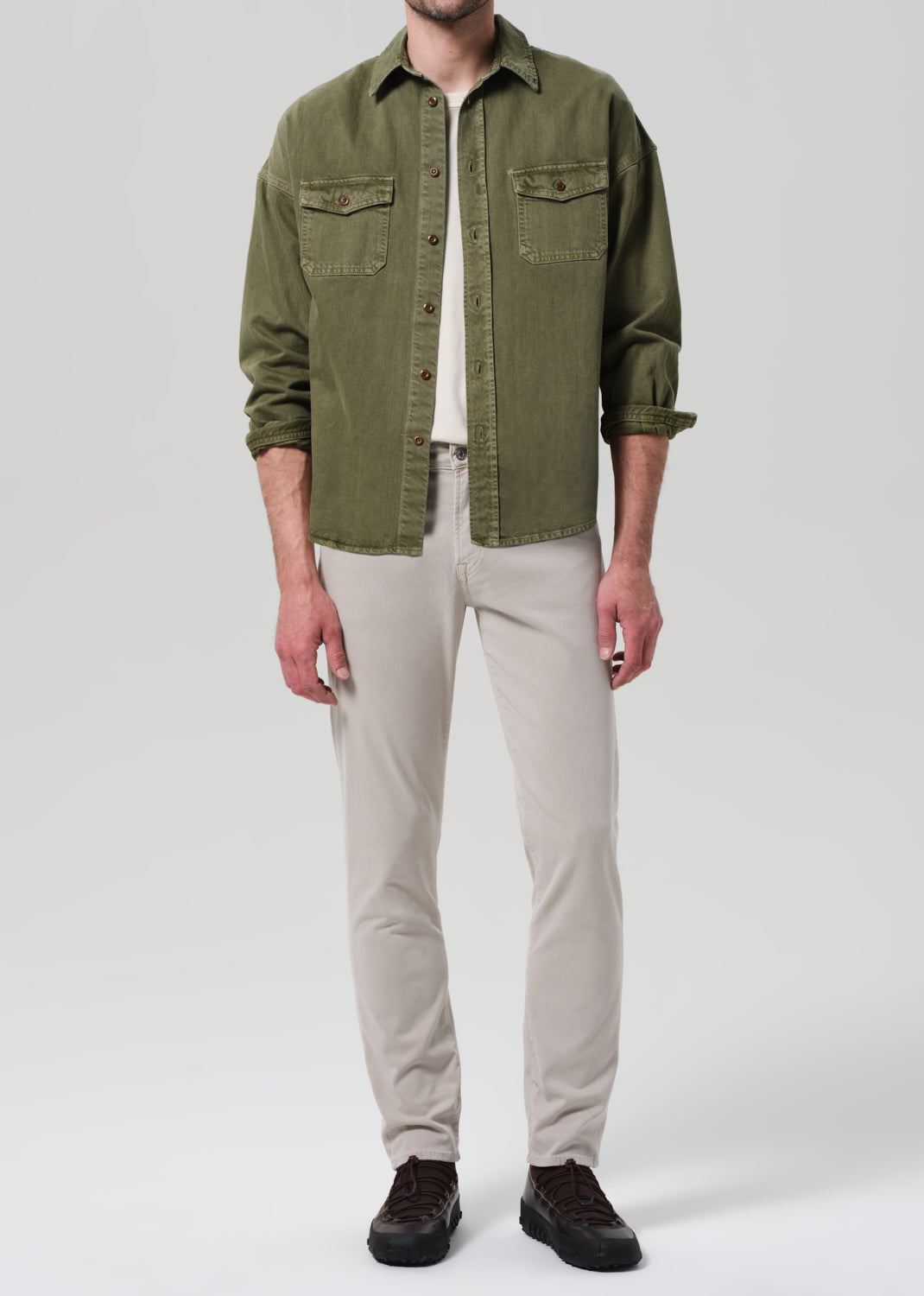 London Tapered Slim Brushed Sateen in Caraway front