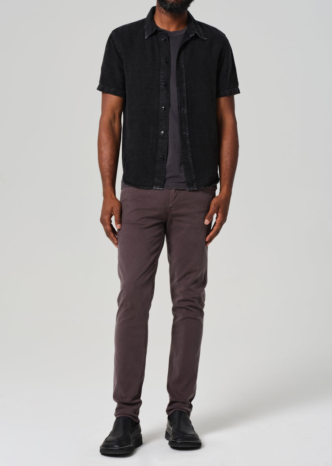 London Tapered Slim Stretch Sateen in Gravel front