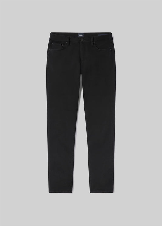 London Tapered Slim Cashmere Denim in Starless flat