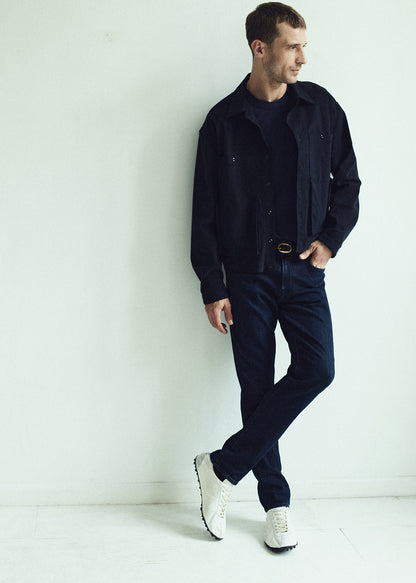 London Tapered Slim Cashmere Denim in Dark Tint