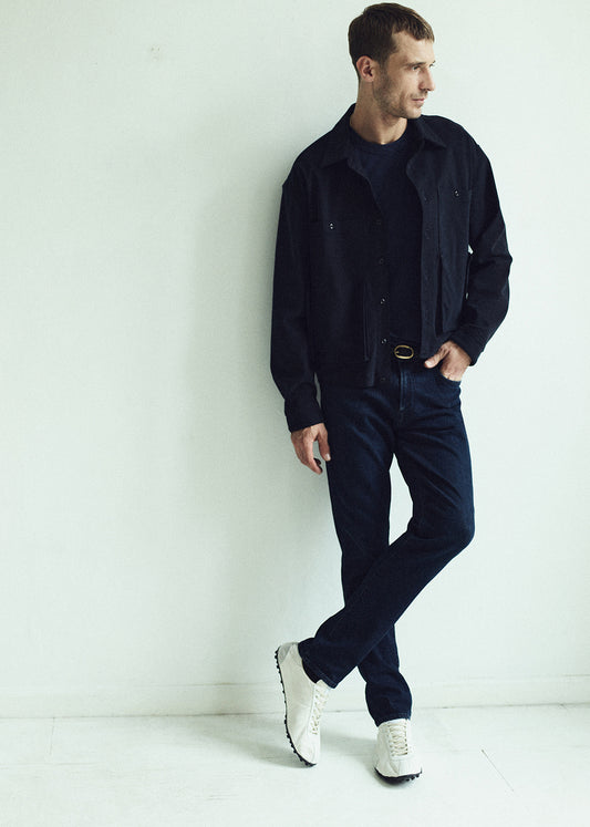 London Tapered Slim Cashmere Denim in Dark Tint
