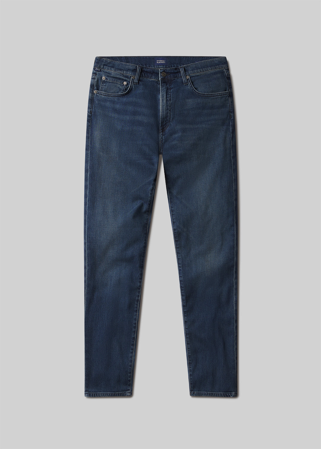 London Tapered Slim Tropical Denim in Tinted Dark flat