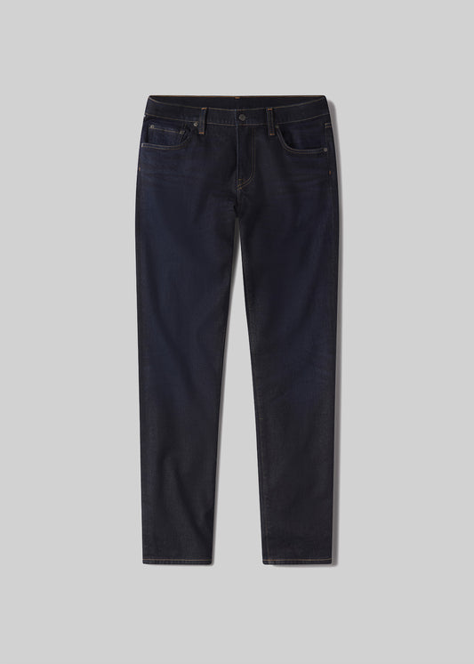 London Tapered Slim Cashmere Denim in Falcon flat