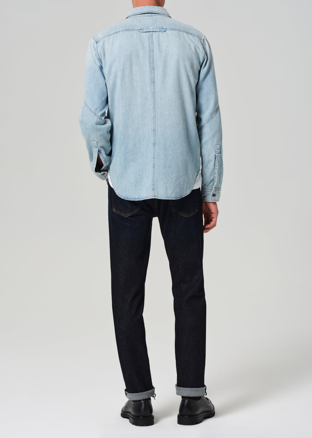 London Tapered Slim Cashmere Denim in Falcon back