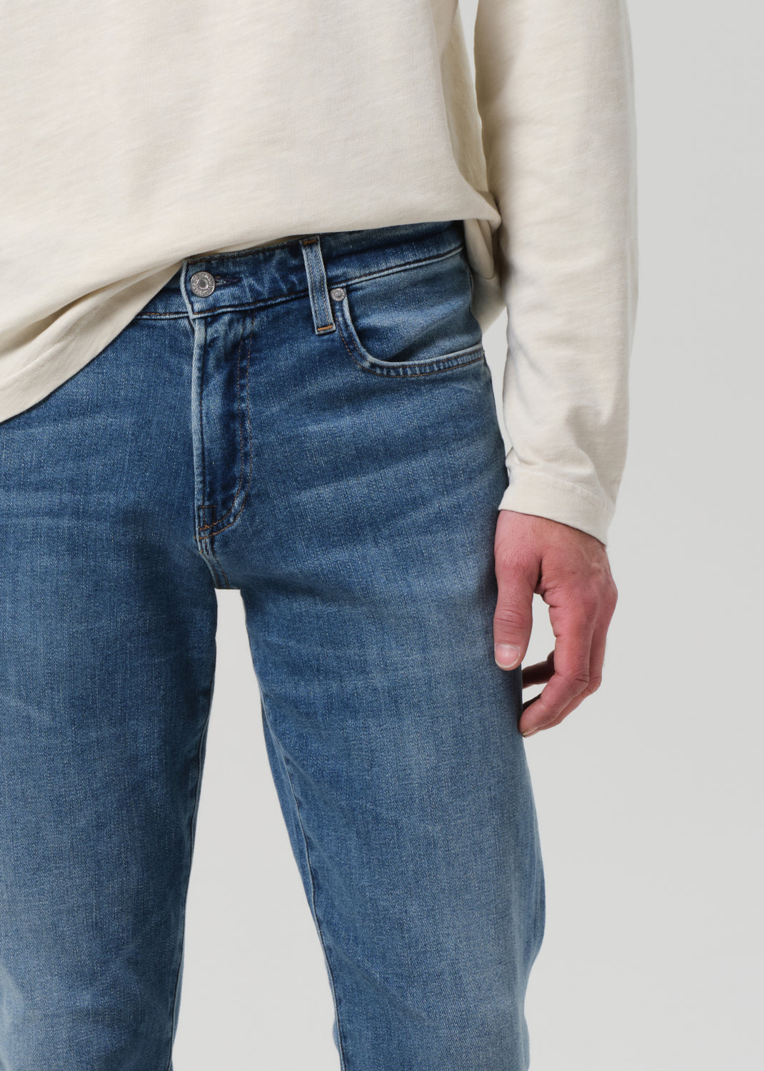 London Tapered Slim Cashmere Denim in Anders detail