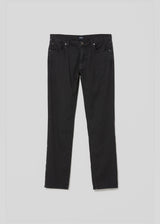 Gage Slim Straight Stretch Linen in Washed Black