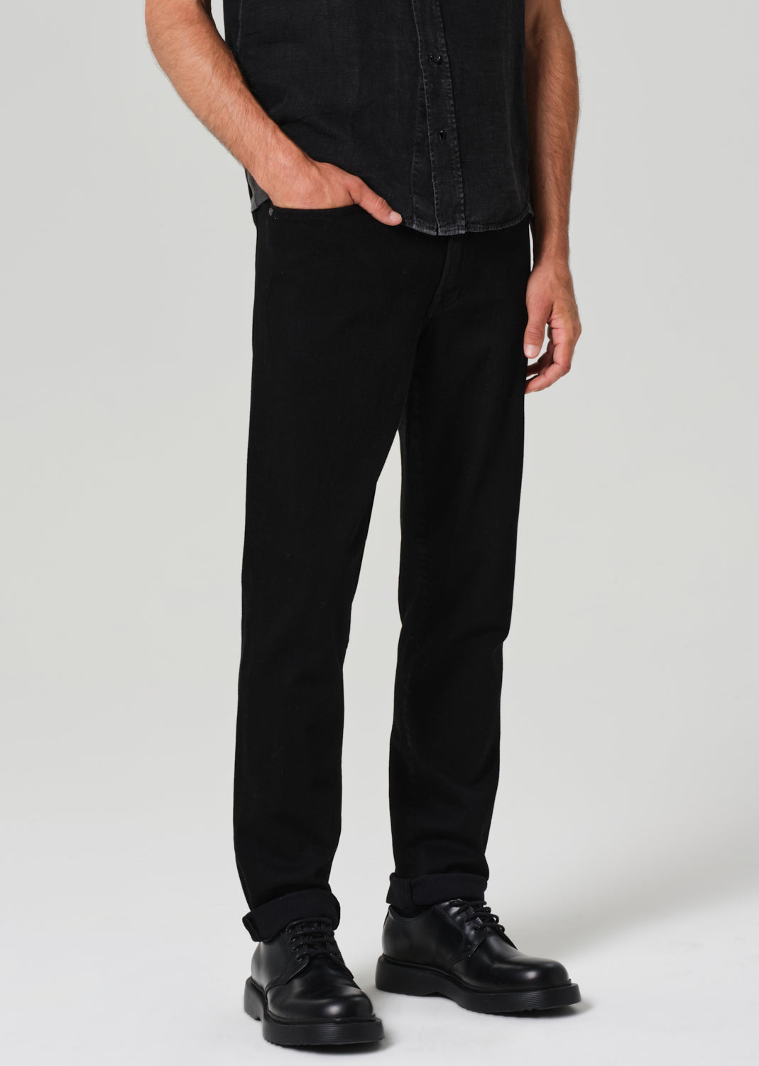 Gage Slim Straight Cashmere Denim in Starless front